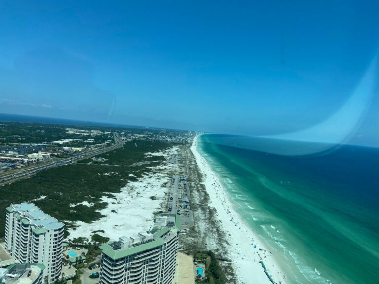 Aerial view of Emerald Coast beaches and condos