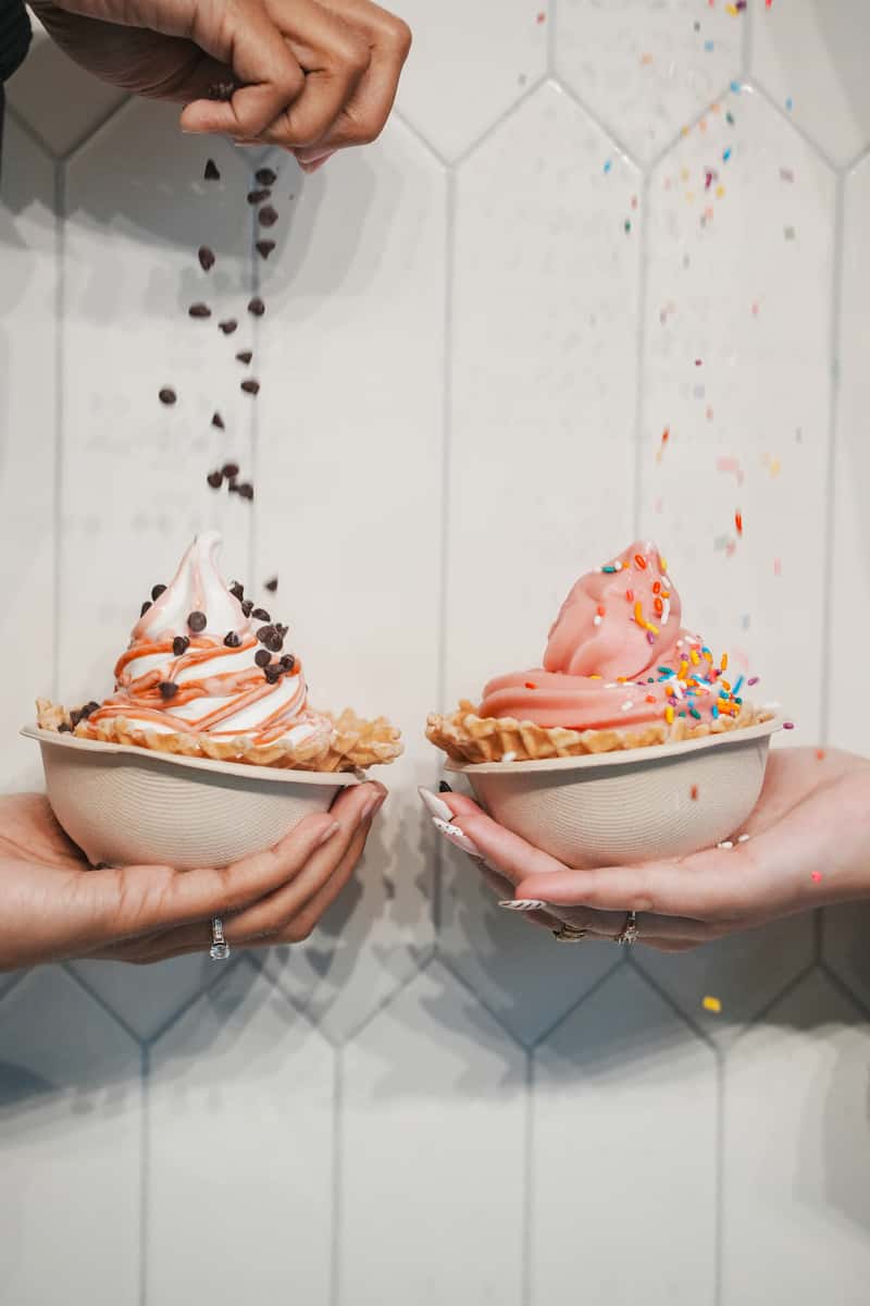 Frozen yogurt cup with toppings at Dawson's Yogurt & Fudge in Seaside