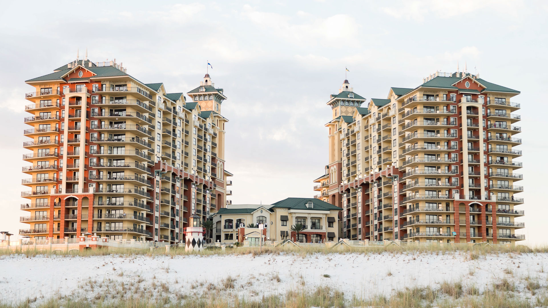 Emerald Grande resort towers at HarborWalk Village in Destin