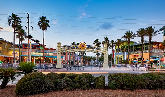 The open-air Pier Park shopping and dining complex in Panama City Beach