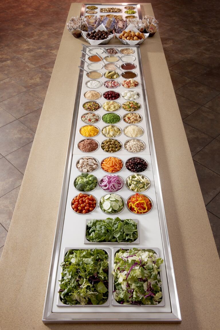 The 17-foot salad bar at The Hub American Family Restaurant in Crestview, Florida