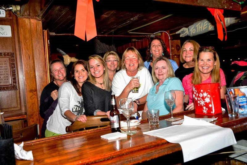 Nautical decor and memorabilia inside Flounder's Chowder House on Pensacola Beach