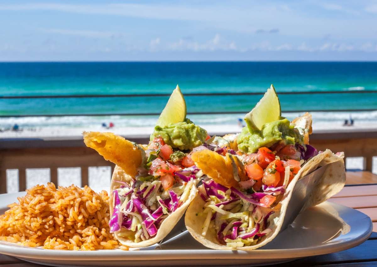 Baja fish taco served at Rockin' Tacos Grill and Tequila Bar on Okaloosa Island