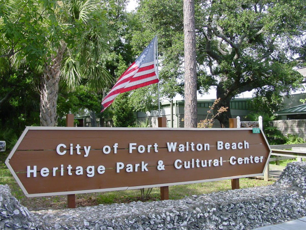 Indian Temple Mound Museum and Heritage Park building in downtown Fort Walton Beach
