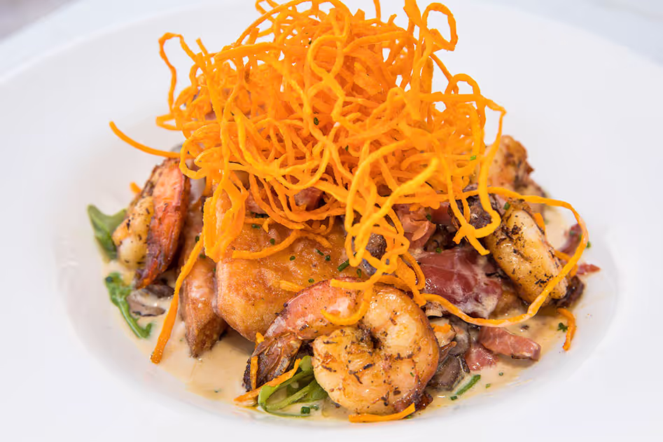 Grits a Ya Ya dish with grilled shrimp at The Bay in Santa Rosa Beach