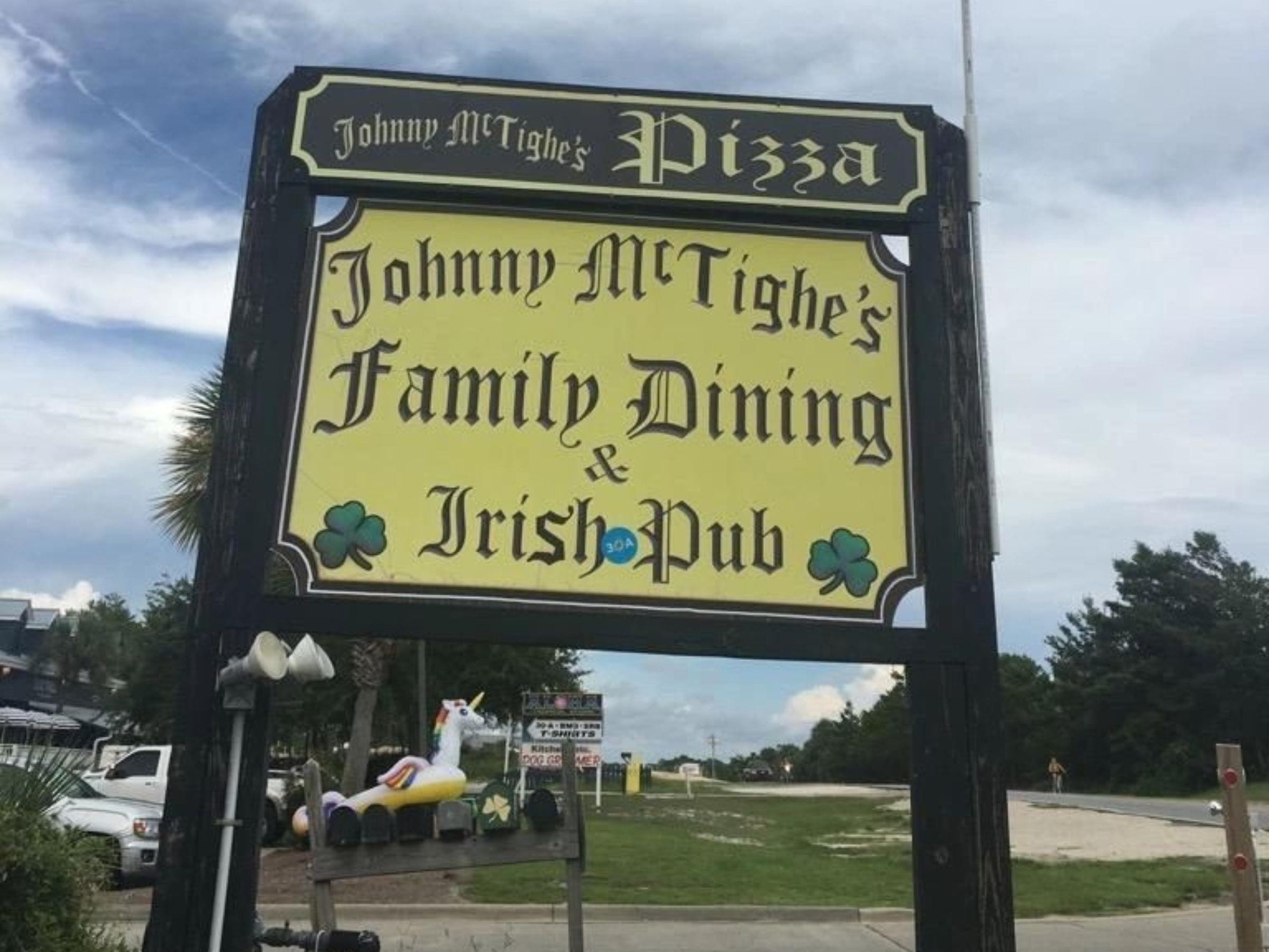 Exterior view of Johnny McTighe's Irish Pub on Highway 30A