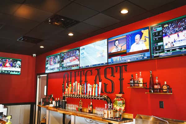 Interior dining area at Outcast Bar and Grill in Santa Rosa Beach