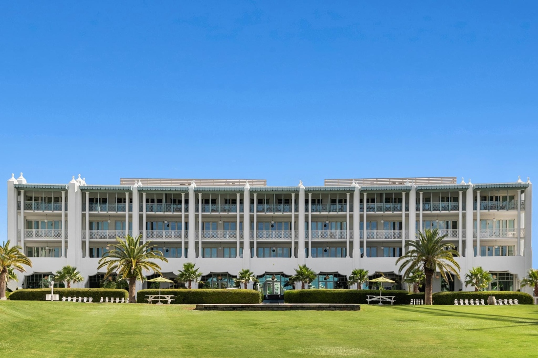 Alys Beach Town Center streetscape near the Alo Yoga store