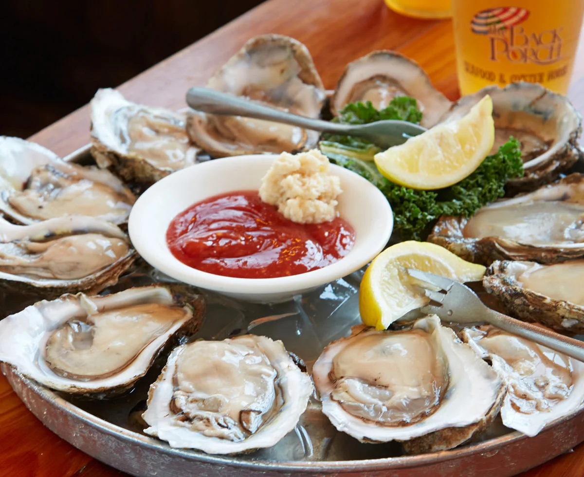 Fresh Apalachicola oysters served at The Back Porch
