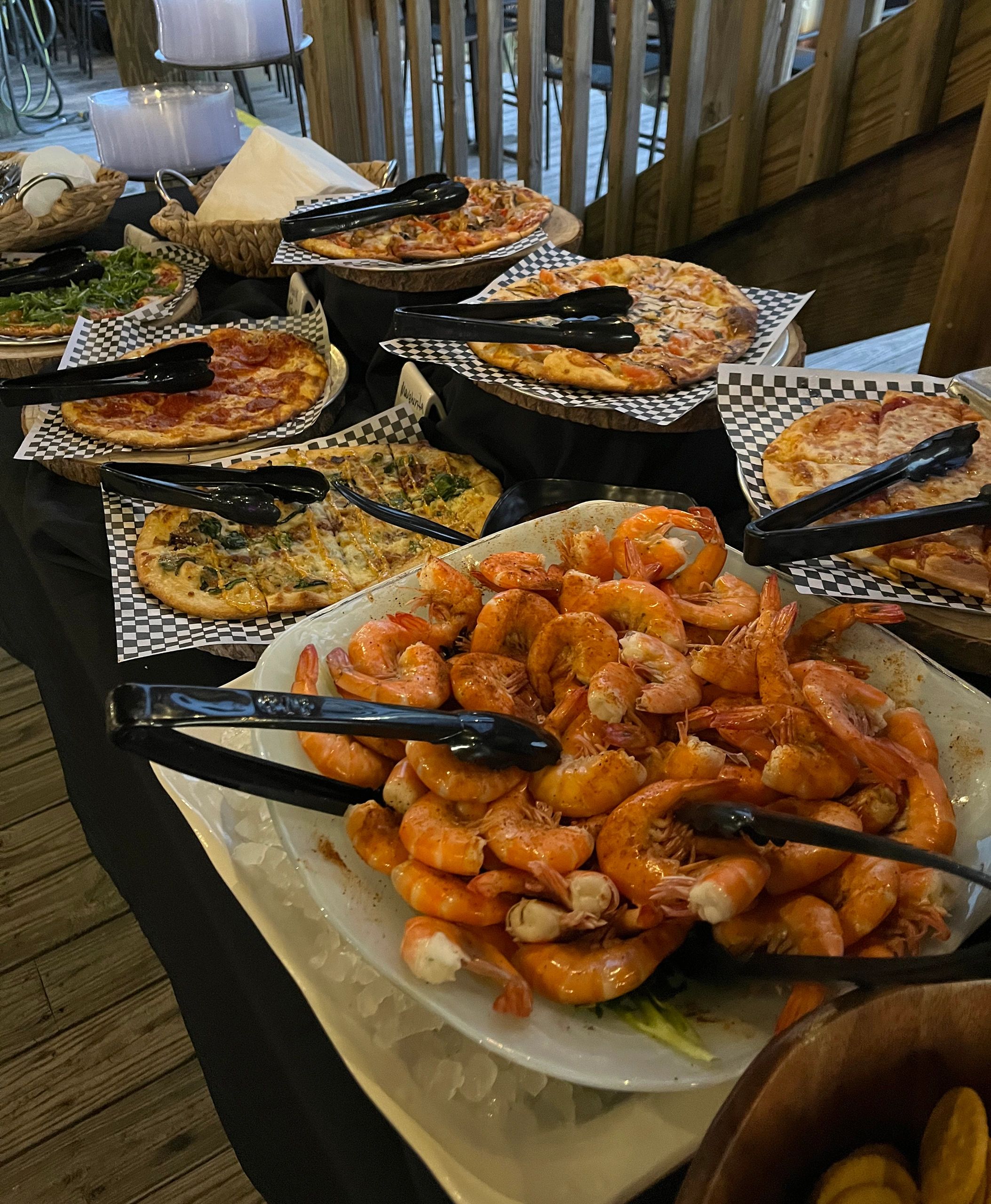 Catering spread from The Wharf 850 in Niceville