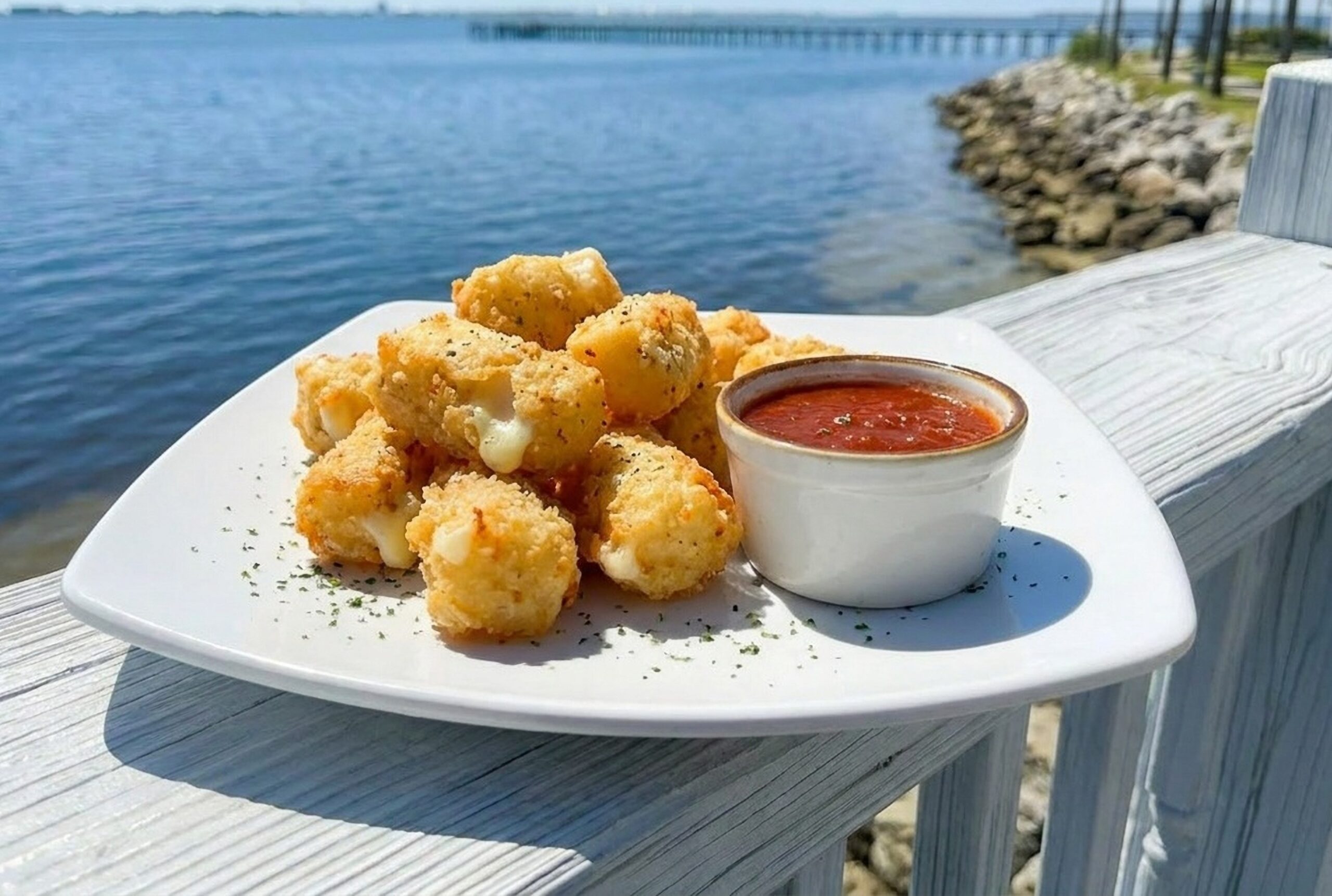 Hand cut cheese chunks appetizer at Emerald Waterfront Bar and Grill