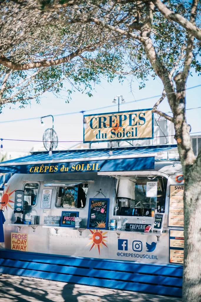 Crepe being prepared at Crepes du Soleil on Airstream Row in Seaside, Florida