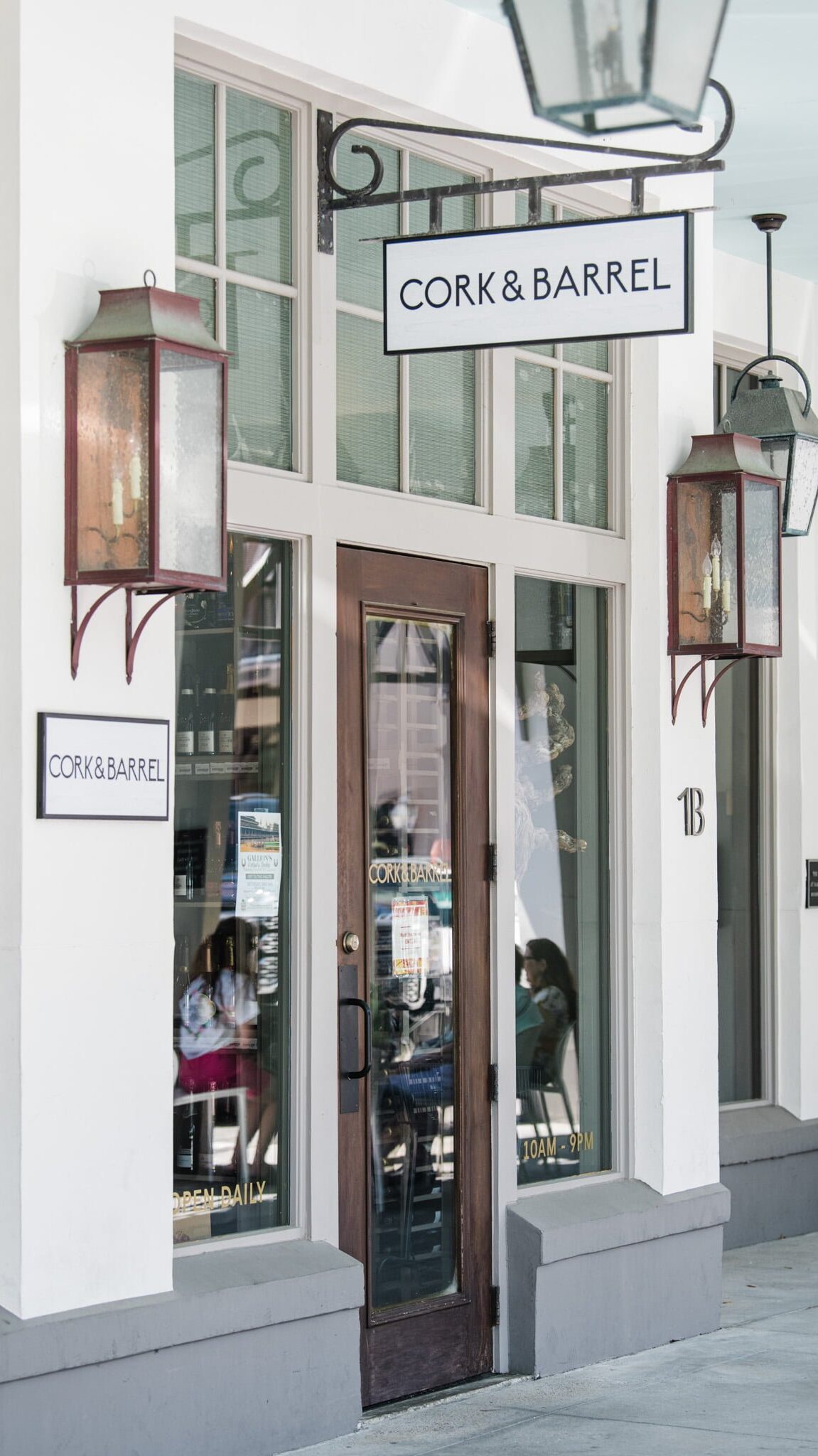 Cork & Barrel storefront in Barrett Square, Rosemary Beach