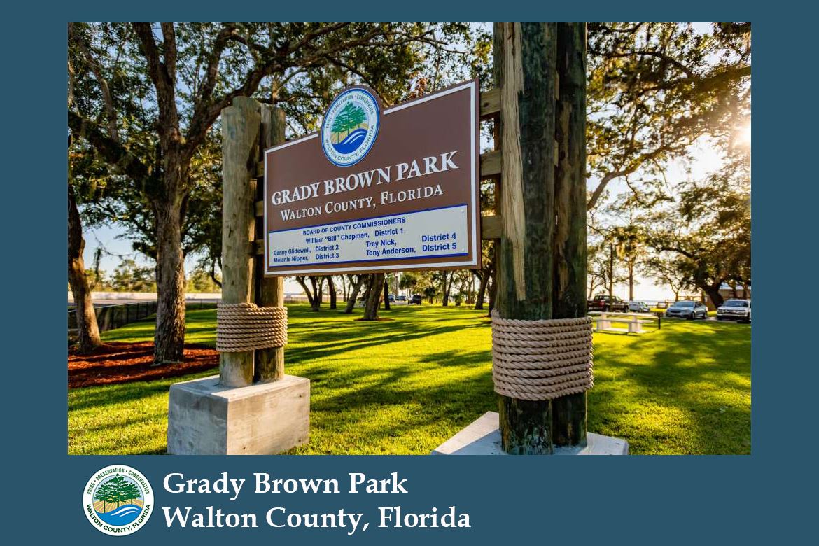 Waterfront and facilities at Grady Brown Park in Freeport, Florida