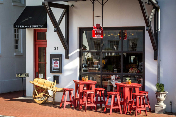 Cowgirl Kitchen's Feed & Supply gourmet specialty shop sign in Rosemary Beach