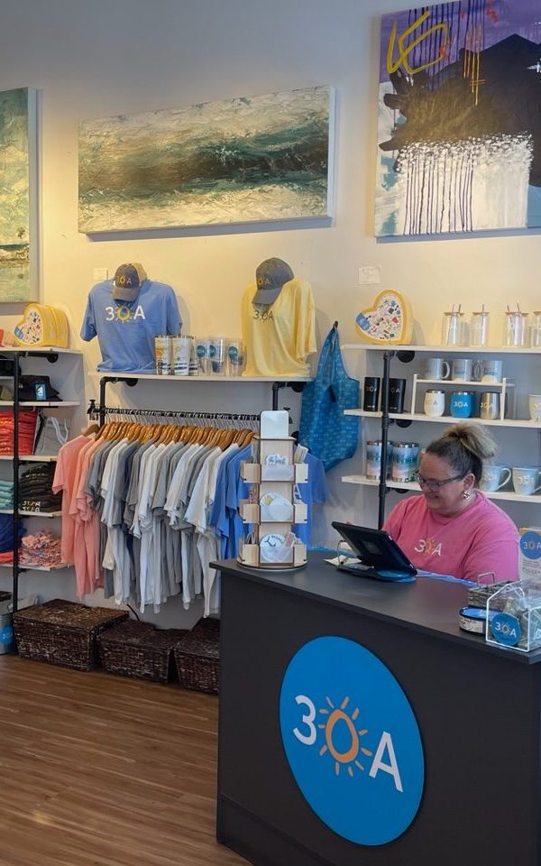 The 30A Store storefront in Rosemary Beach's Barrett Square
