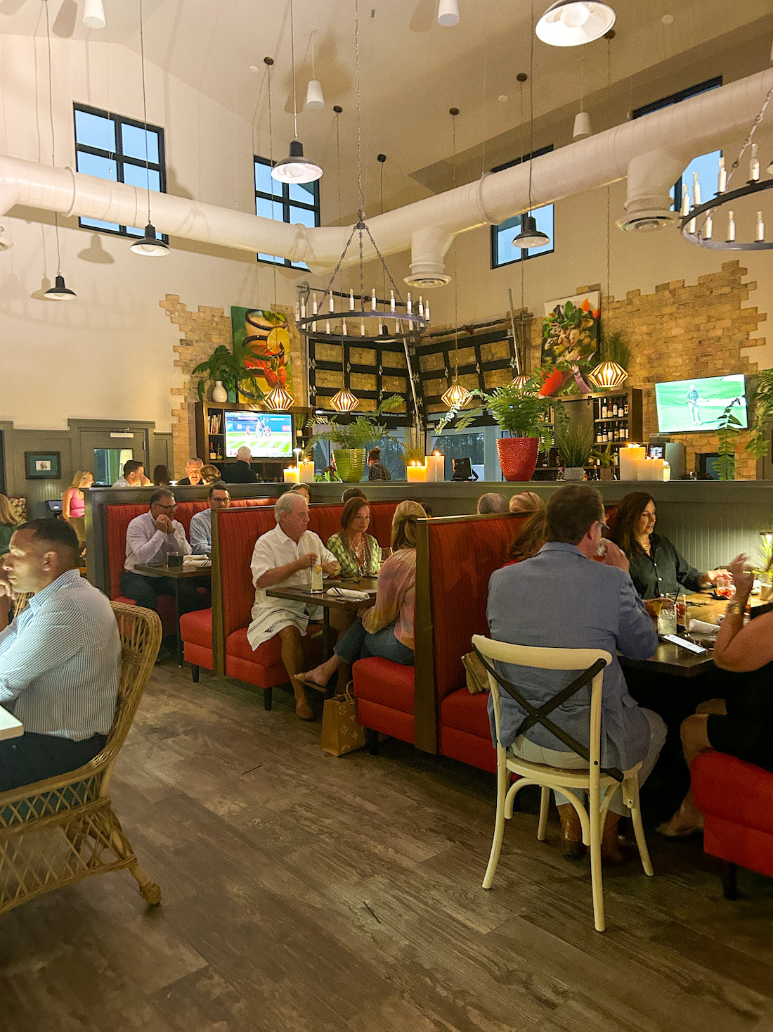 Dining area at Watersound Village Market restaurant and take-away market