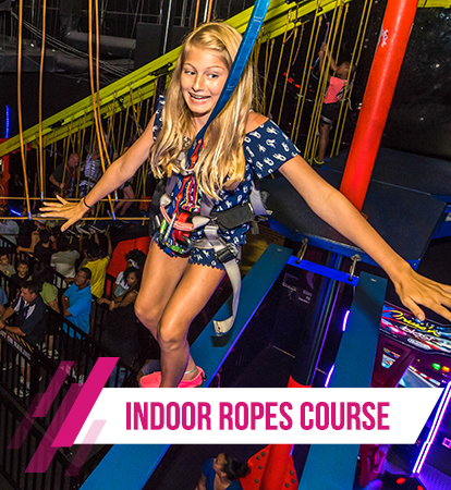 Glow-in-the-dark indoor ropes course at WonderWorks Panama City Beach