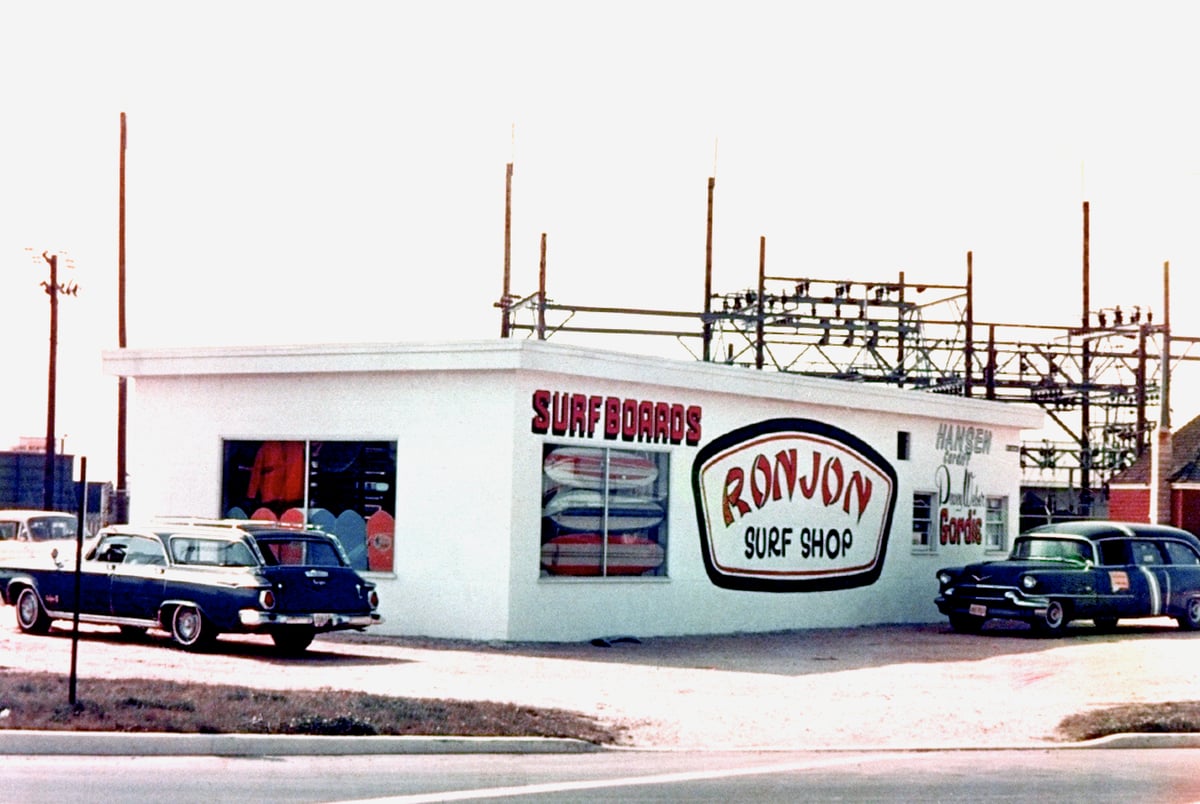 Historic photo of the original 1961 Ron Jon Surf Shop location in New Jersey