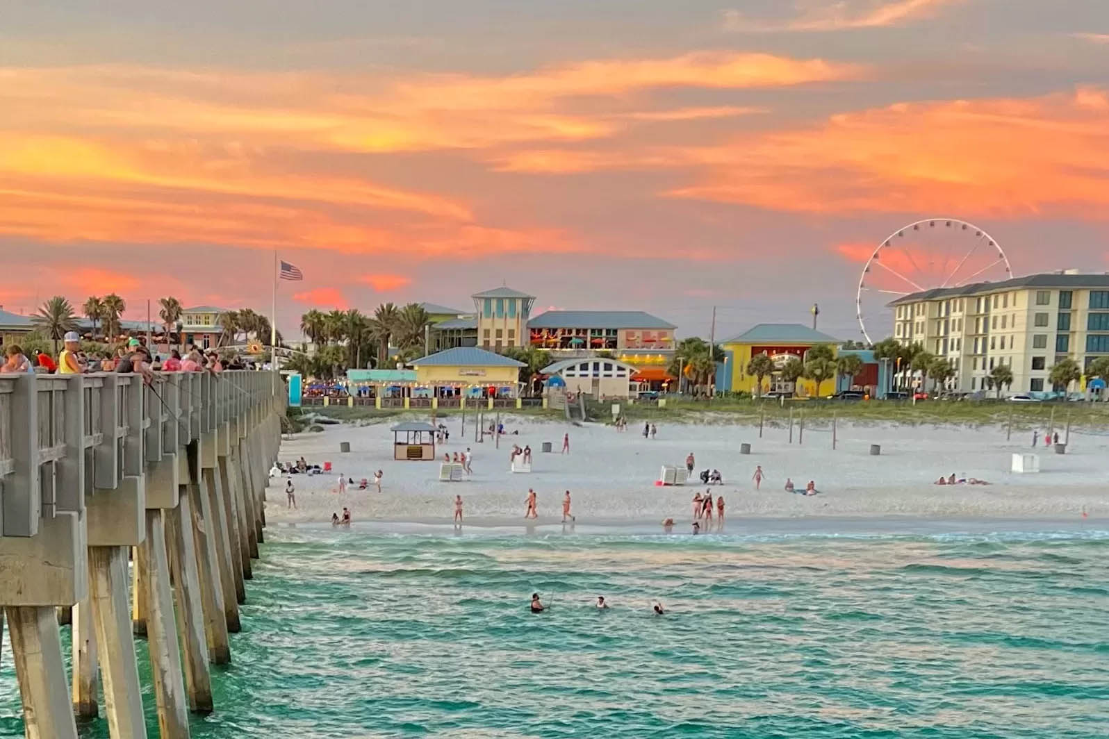 Sunset over the pier at Panama City Beach