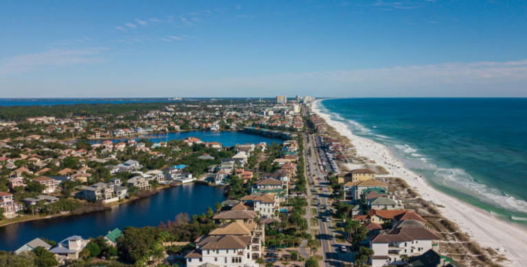 Aerial view of Fort Walton Beach and Okaloosa Island