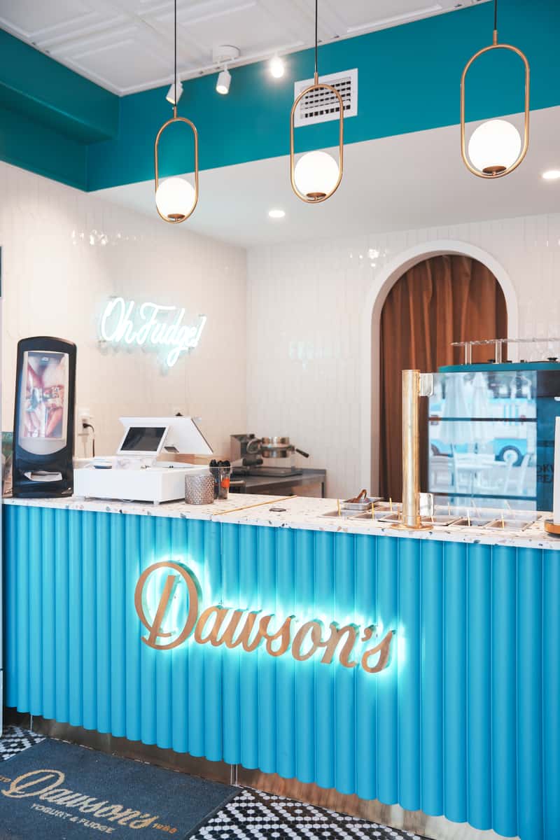 Dawson's Yogurt & Fudgeworks storefront in Seaside, Florida