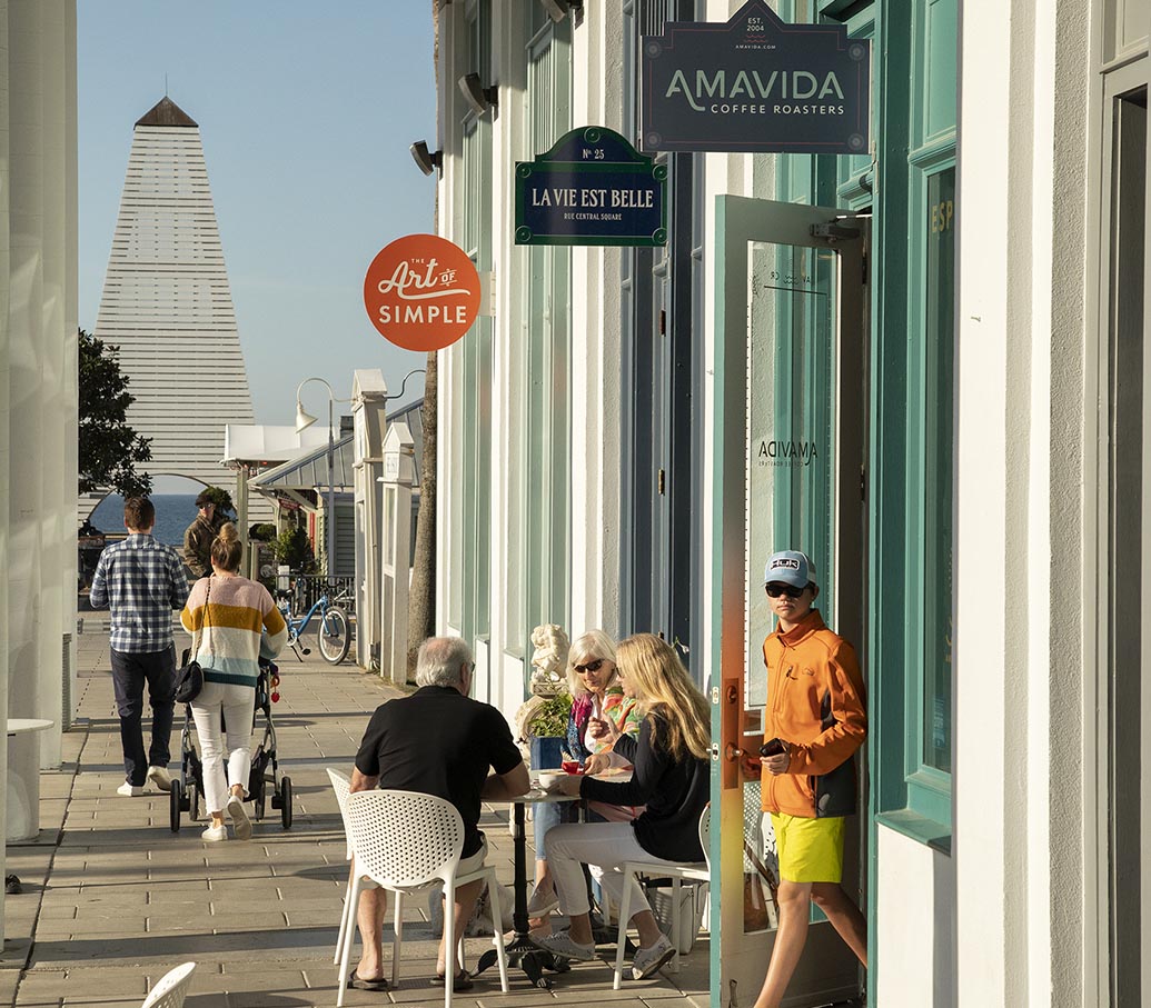 Interior of the Amavida Coffee cafe in Seaside, Florida
