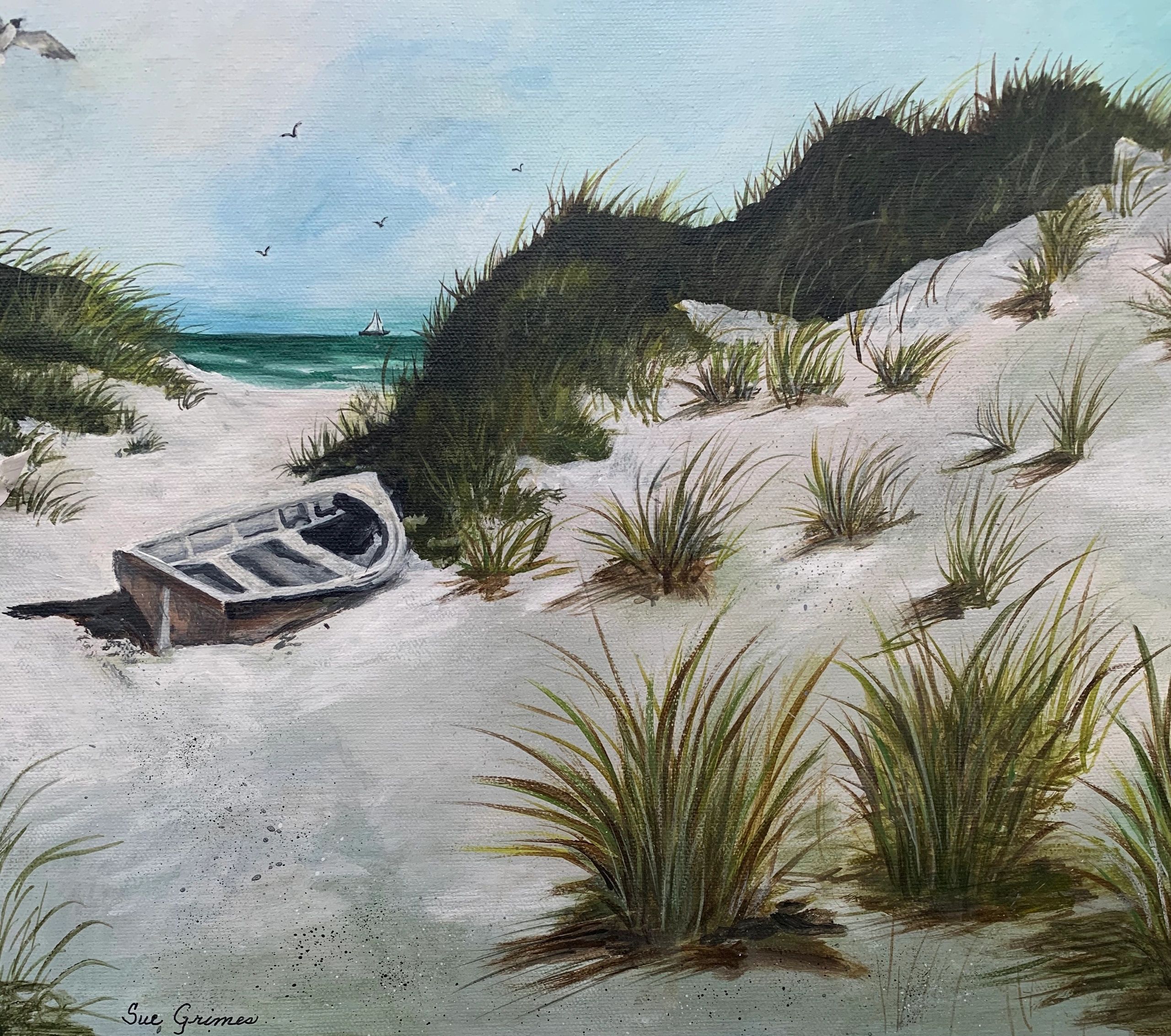 Coastal landscape painting by a local artist at DeFuniak Springs Art Co-Op
