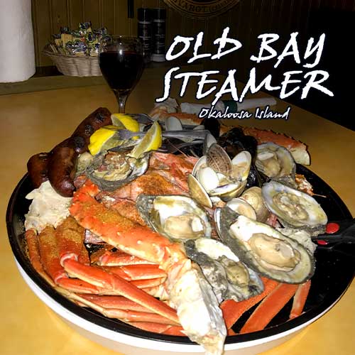 Seafood spread at Old Bay Steamer restaurant on Okaloosa Island