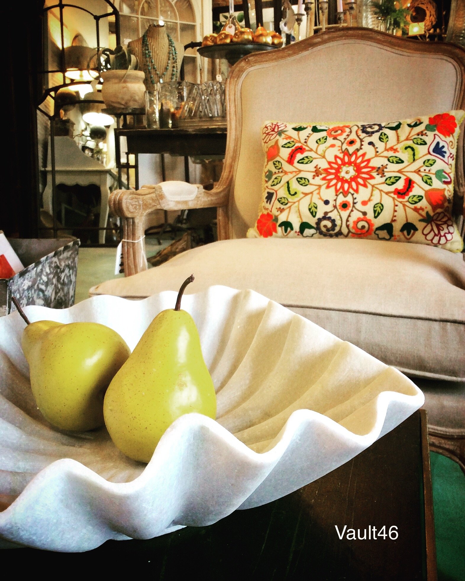 Vintage furniture on display inside Vault 46 in DeFuniak Springs