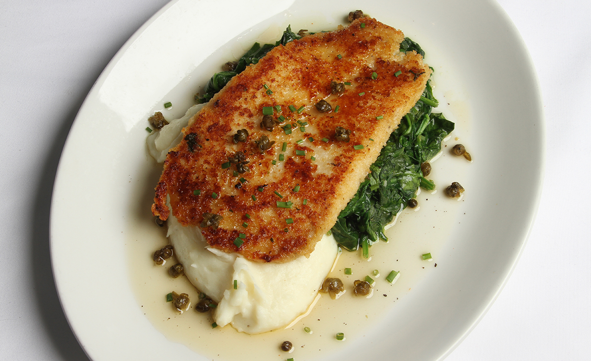 Grouper piccata dish served at The Grand Marlin in Panama City Beach