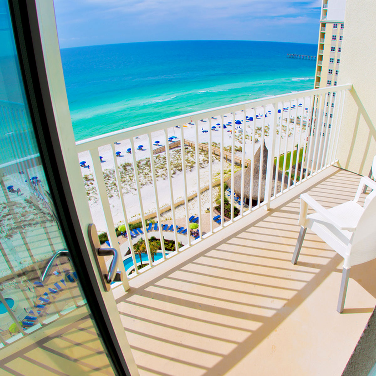 Private balcony with Gulf of Mexico view at Holiday Inn Resort Pensacola Beach