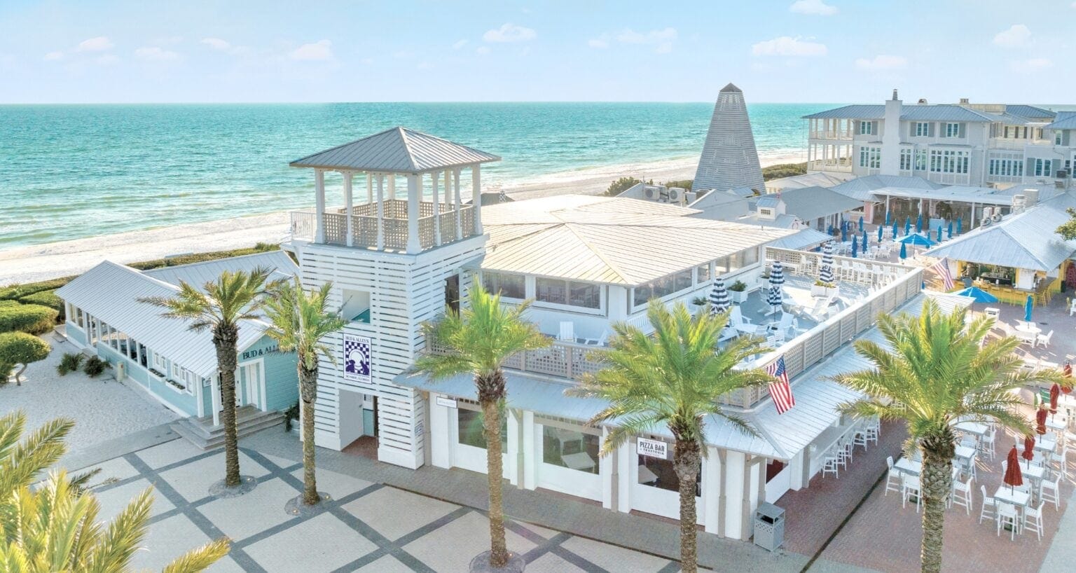 Gulf-front dining deck at Bud & Alley's Waterfront Restaurant in Seaside