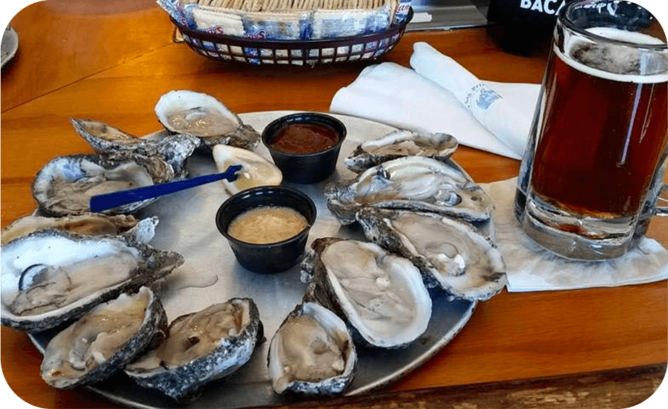 Oysters on the half shell at Peg Leg Pete's raw bar