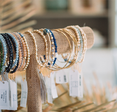 Jewelry display case at Lola's on 30A boutique