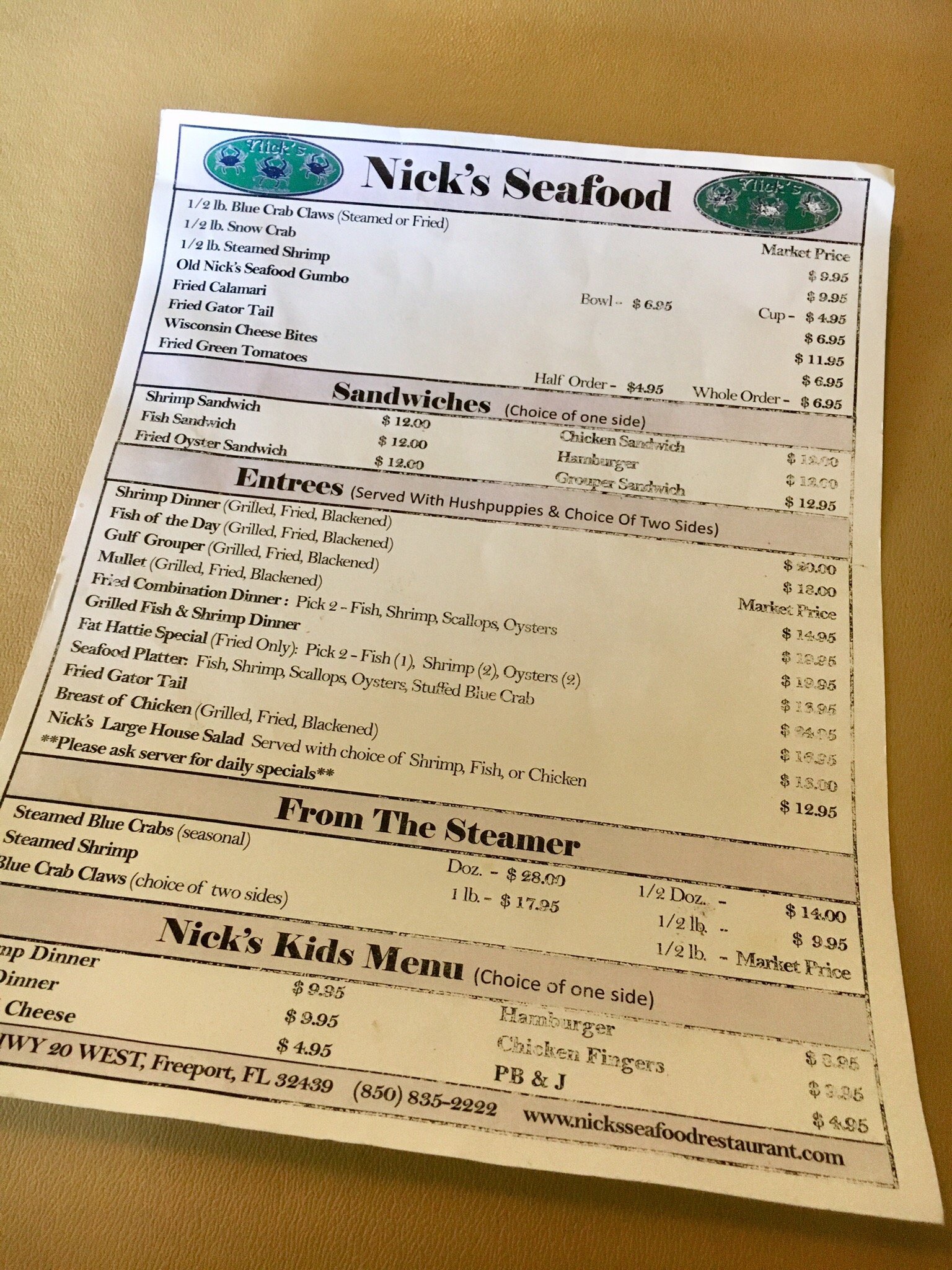 Nick's Seafood Restaurant on Basin Bayou in Freeport, Florida