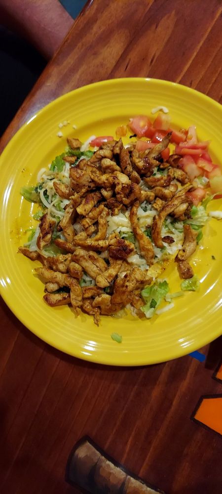 Chicken tostada dish served at Cancun Mexican Grill in Bonifay, Florida