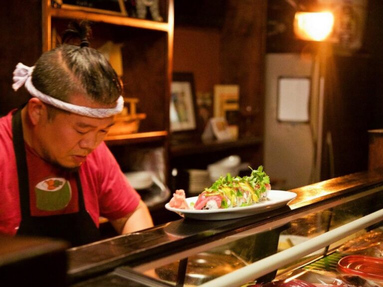 Chef at the sushi bar at Sushimoto in Miramar Beach, Florida