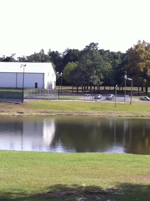Playground and green space at Twin Hills Park in Crestview, Florida