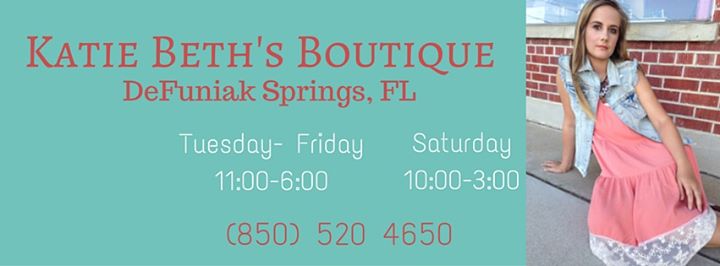Storefront of Katie Beth's Boutique on South 9th Street in DeFuniak Springs, Florida