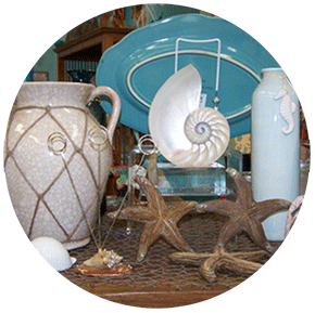 Gift and beachwear merchandise typical of independent Pensacola Beach boutiques