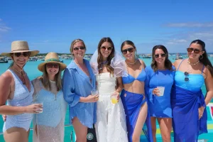 Bachelorette party group aboard a yacht in Destin, Florida