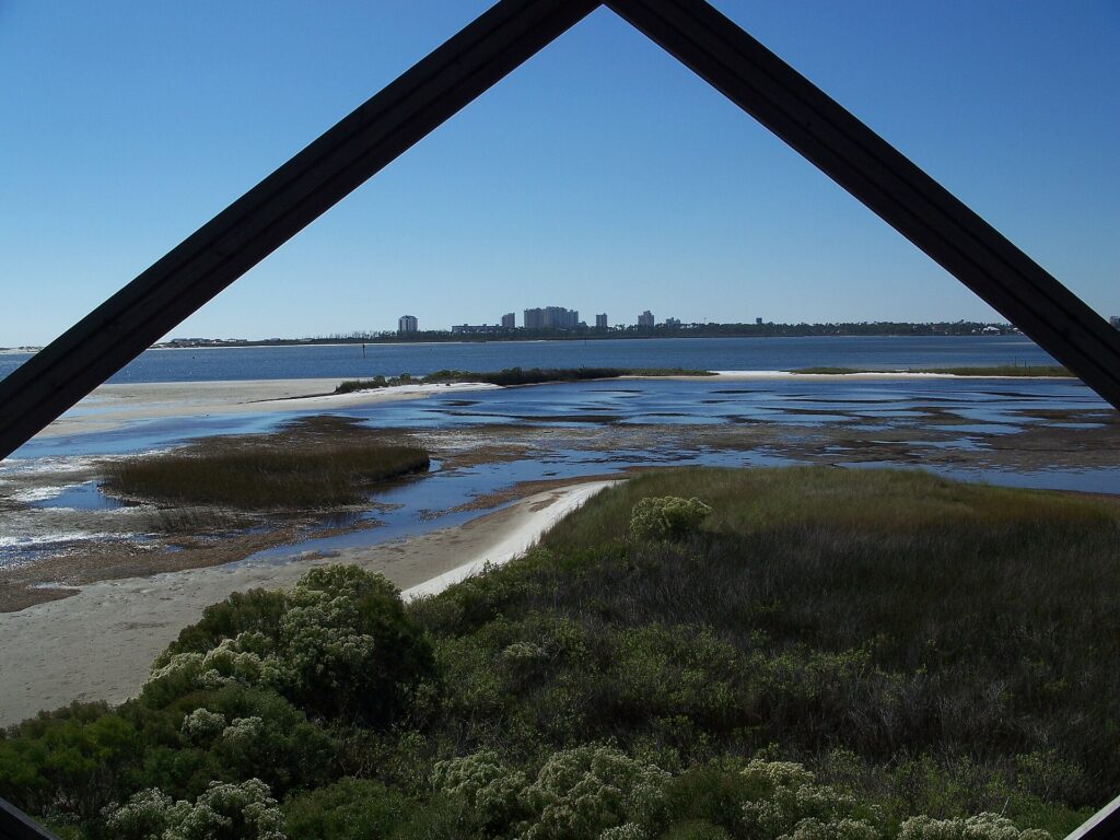 View over Big Lagoon toward Perdido Key from the observation tower at Big Lagoon State Park