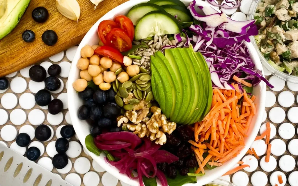 Organic power bowl with avocado, chickpeas, greens and seeds at Prema Organic Cafe on 30A