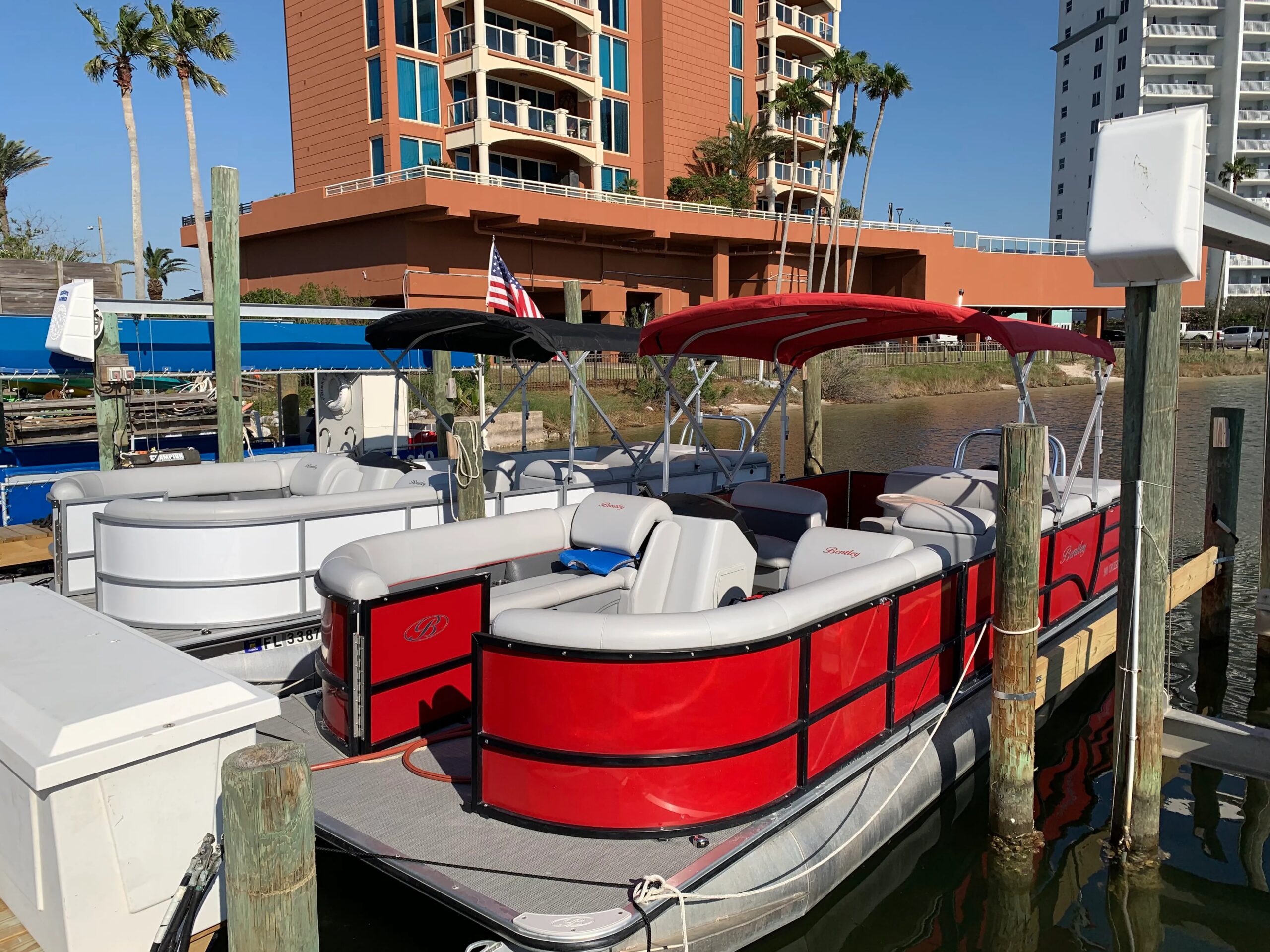 Frisky Mermaid rental pontoon boat at Sabine Marina