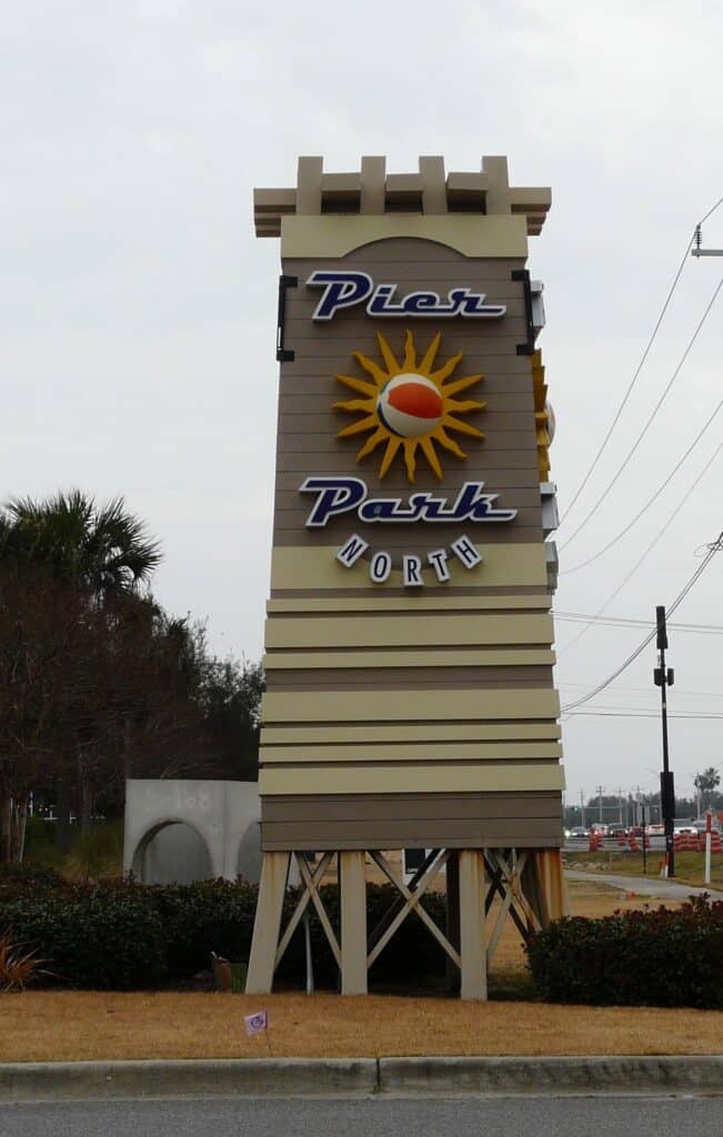 Pier Park North entrance sign in Panama City Beach, home of The Craft Bar